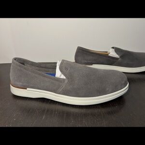 NWOT Cole Haan Grand Ambition Suede Slip On Loafers Grey/White Mens 10.5